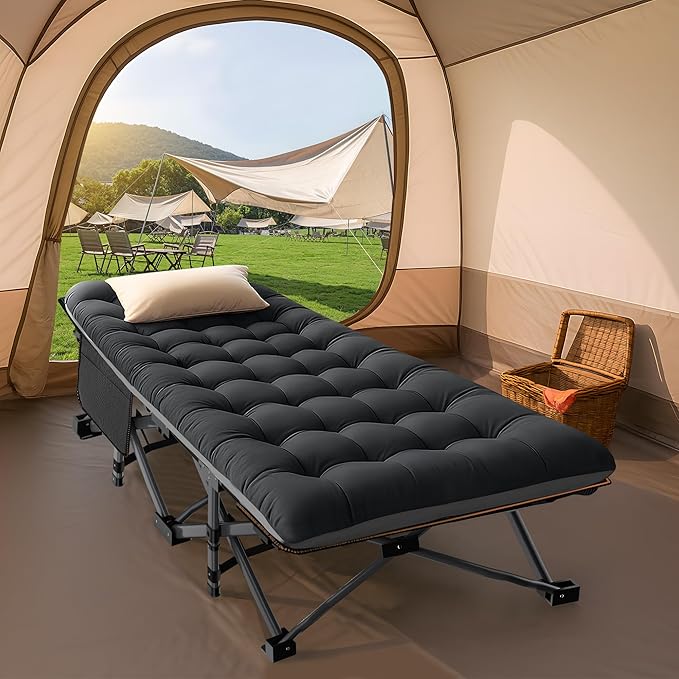 ABORON Camping Cot for Adult 28" Extra Wide, Heavy-Duty 1200D Oxford Cot for - Image 8