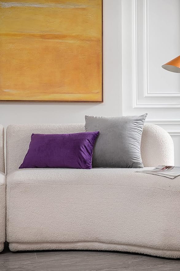 12x20 Throw Pillow Cases Purple: 2 Pack Cozy Soft Velvet Rectangular Decorative - Image 3