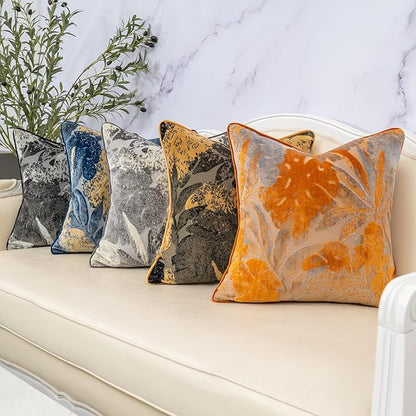 Yangest Grey Leaf Rectangle Pillow Cover Cut Velvet Cushion Cover Luxury Modern - Image 7