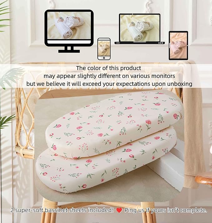 SDY Jersey Bassinet Sheets for Baby Boys and Girls, 32 "x 16 "x 4", 2 Pack - Image 7