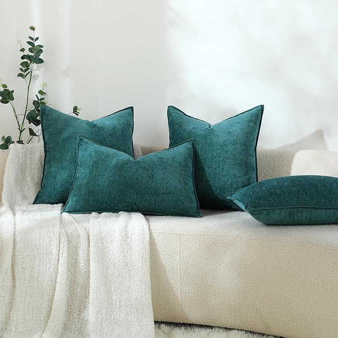 Stellhome Lumbar Chenille Throw Pillow Covers Set of 2 Super Soft Textured - Image 6