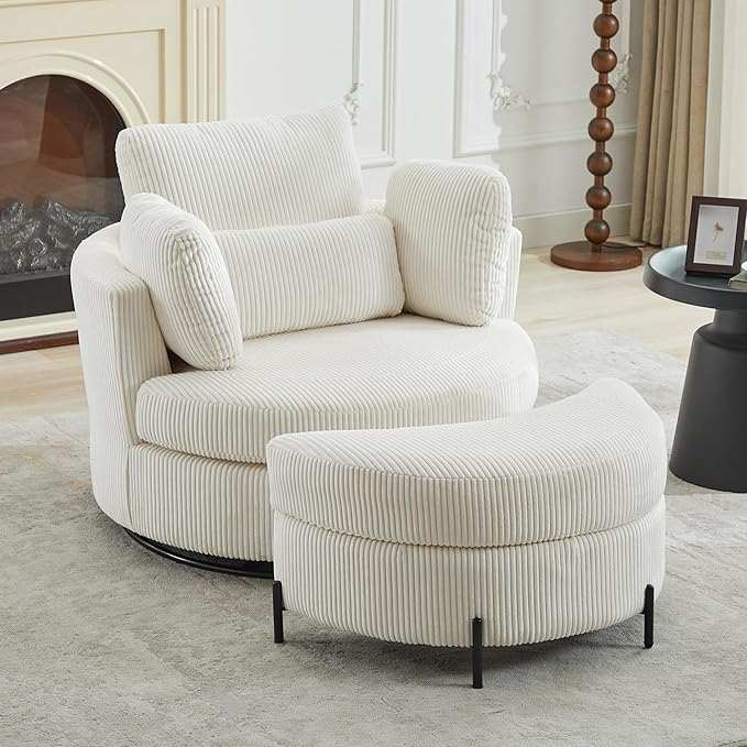 Aoiy & Wifon 42.2" W Oversized Swivel Barrel Chair by AoiyWifon