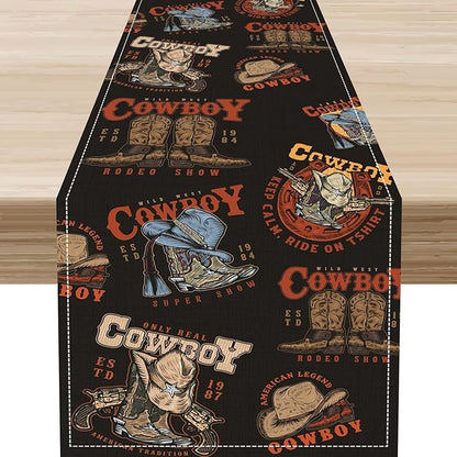 Western Cowboy Table Runner by Unknown