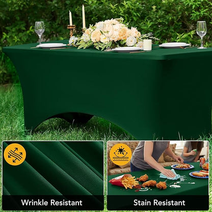 8-Pack Premium Hunter Green Spandex Tablecloths - Image 4