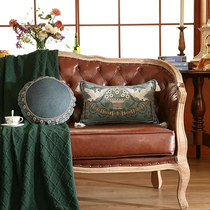 Green Throw Pillow Covers Set of 2, French Farmhouse - Image 5