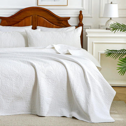 white 100% cotton queen size quilt bedding set, main product view