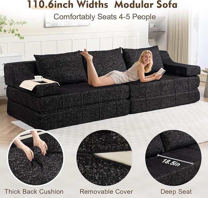 MEISSALIVVE Pull Out Sofa Bed, Queen Size Sleeper Sofa Bed - Image 3