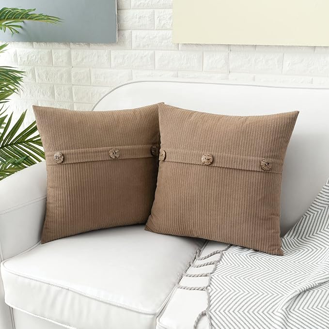 HWY 50 Taupe Chenille Throw Pillow Covers 22x22 Inch - Image 2