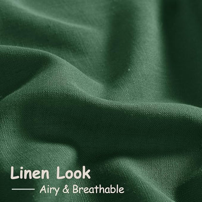 Green Semi Sheer Curtains 108 Inches Long 2 Panels Set Back Tab Loop Pocket - Image 5