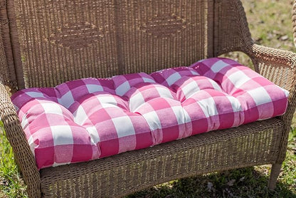 RSH DECOR: Tufted Wicker Loveseat Cushion | 41” x 19" | All-Weather Spun Fabric - Image 2