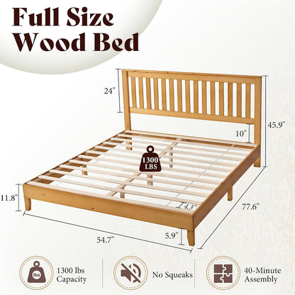 amerlife solid wood full size bed frame with shown in use