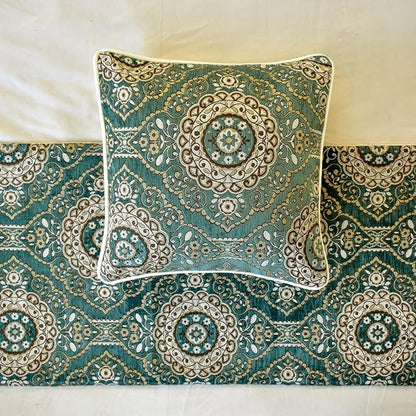 The HomeCentric King/Queen/Twin Teal Decorative Queen 74"x18" Bed Runner - Image 2