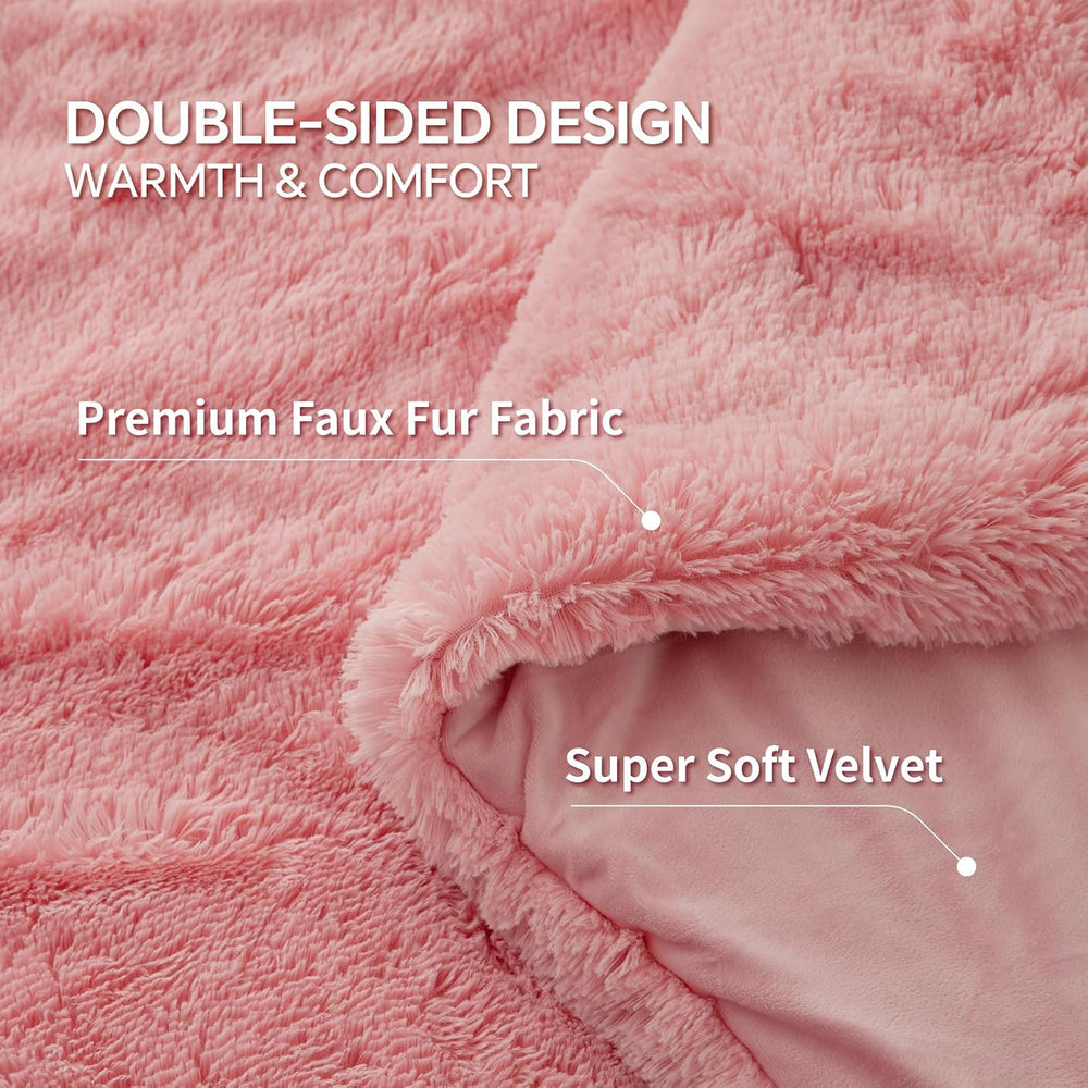BEDELITE Pink Fluffy Comforter Set Queen, Fuzzy Faux Fur Comforter
