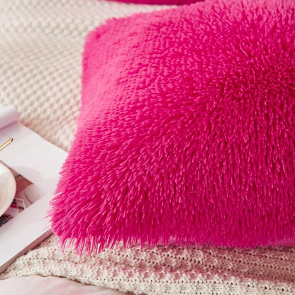 Uhamho Set of 2 Standard Pillowcases Faux Fur Throw Pillow Covers Queen Size - Image 4