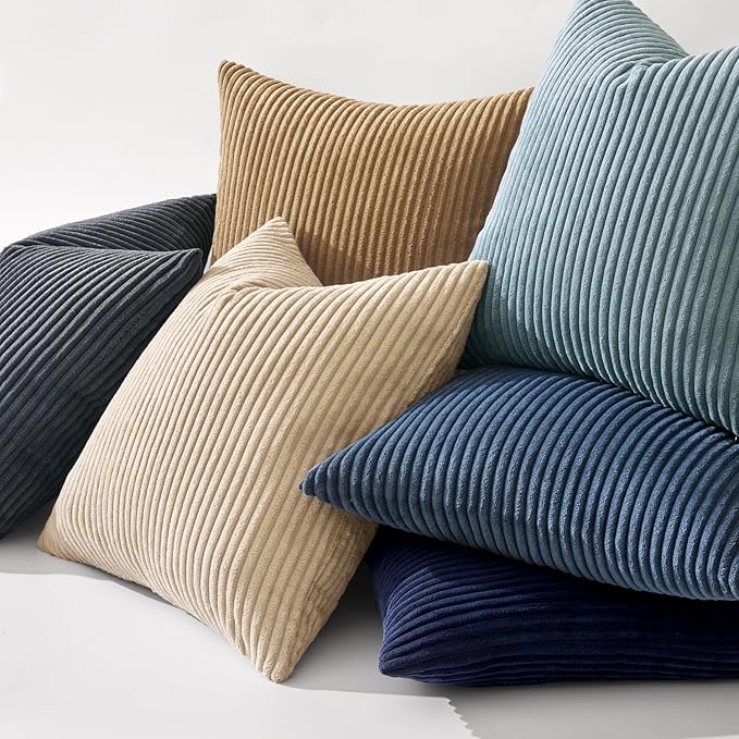 MIULEE Winter Pack of 2 Corduroy Soft Soild Decorative Square Throw Pillow - Image 6