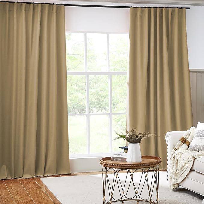 Linen Full Blackout Curtains Vertical Drapes - Image 2