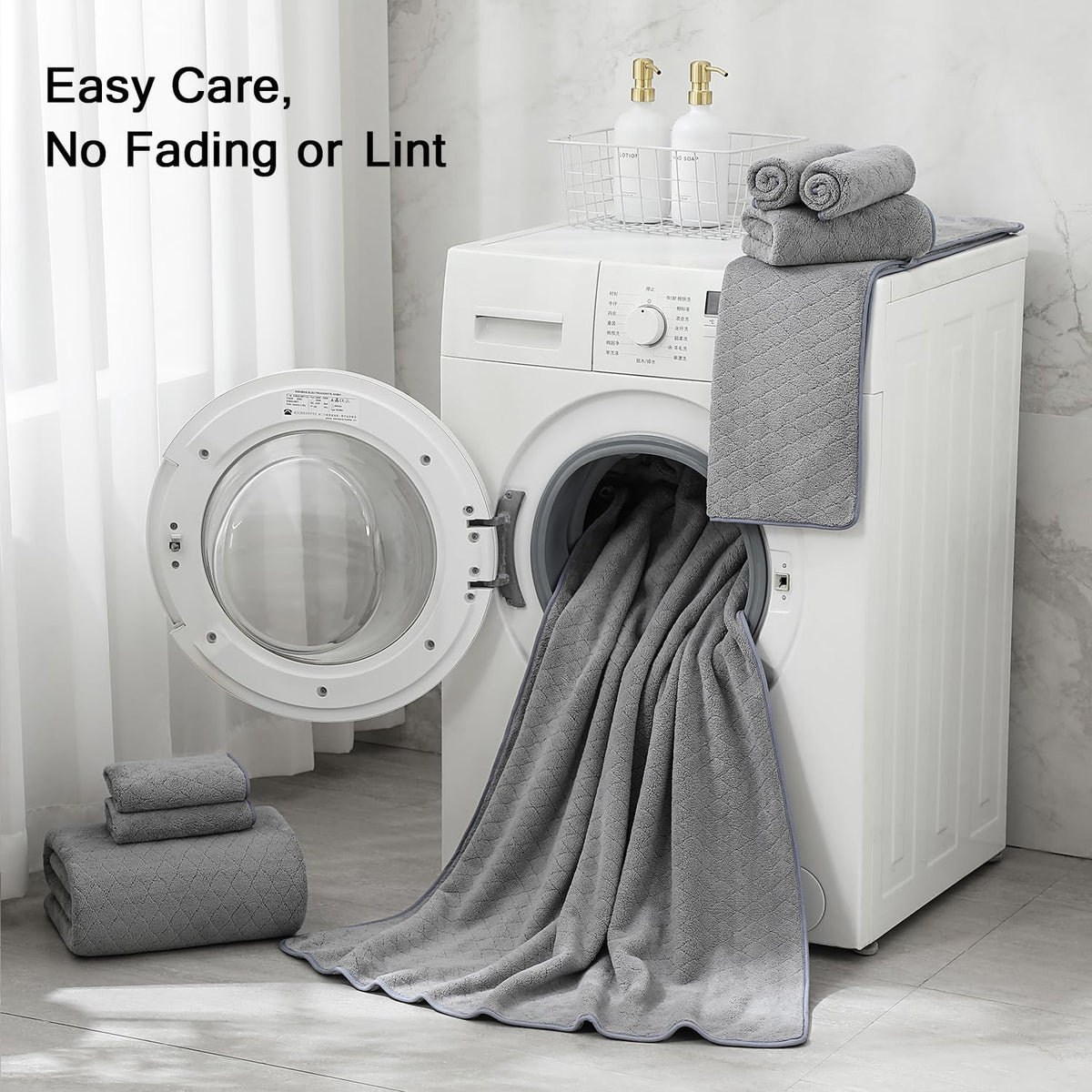 hailea luxury bath towels set - 12 piece on a desk or shelf