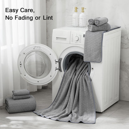hailea luxury bath towels set - 12 piece on a desk or shelf