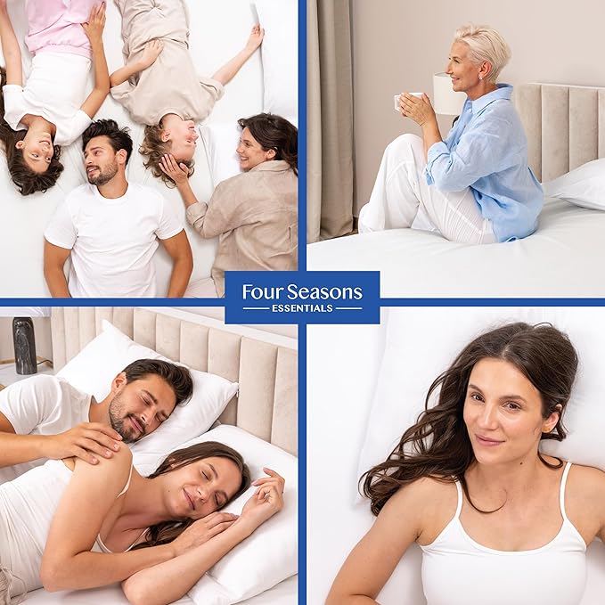 Four Seasons Essentials Waterproof King Pillow Protectors – Zippered Pillow - Image 8
