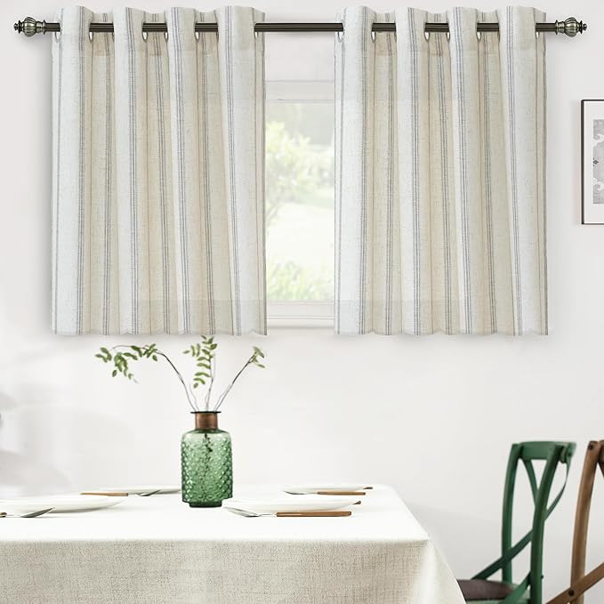 DriftAway Farmhouse Vertical Striped Linen Blend Textured Light Filtering Semi by DriftAway