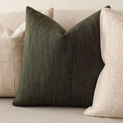 Foindtower Set of 2 Decorative Textured Burlap Linen Throw Pillow Covers - Image 4