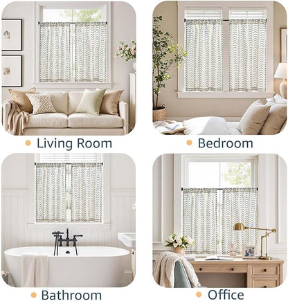jinchan Arrow Boho Linen Blend Kitchen Curtains 36 Inch Length Herringbone - Image 6