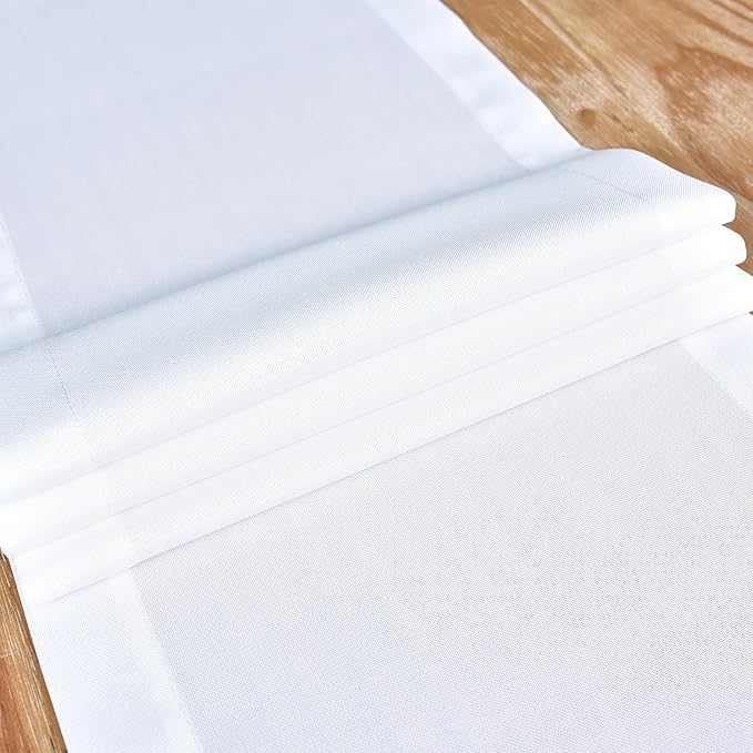 NEWISHER Farmhouse Rustic Table Runner Solid White Rectangular Table Runners - Image 5