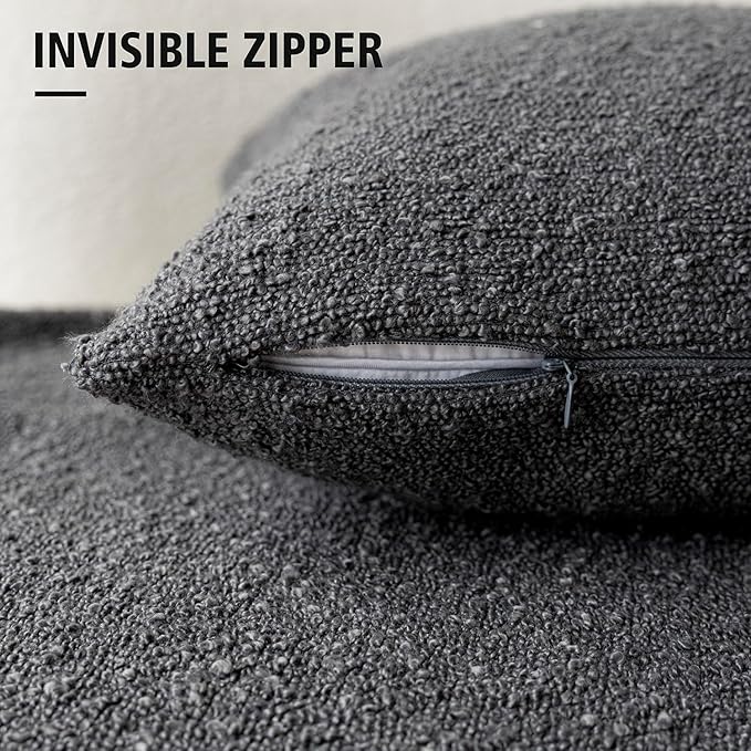 Foindtower Decorative Boucle Throw Pillow Covers Accent Solid Pillow Cases Cozy - Image 3