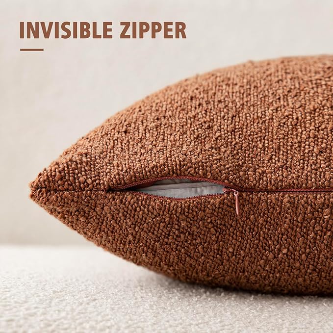 Foindtower Decorative Textured Boucle Throw Pillow Covers Accent Solid Pillow - Image 3