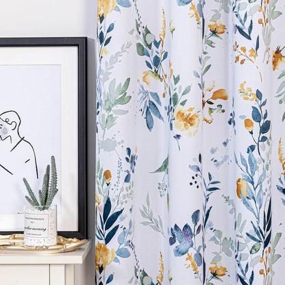 mysky home floral blackout curtains 63 inch length, front angle view