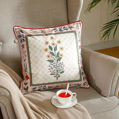 ISAENNE Design Square Vintage Floral Throw Pillow Covers 18"x18" Set of 2 - Image 6