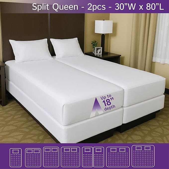 Split Queen Waterproof Mattress Protector 30" x 80" - Image 3