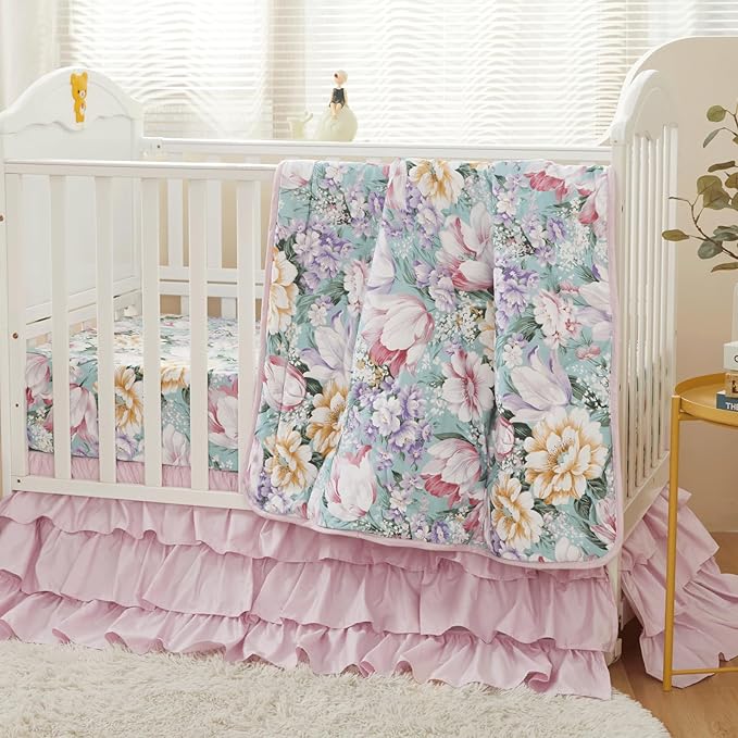 Brandream Crib Bed Skirt Dust Ruffle Triple Layer 100% Egyptian Cotton Sateen - Image 5