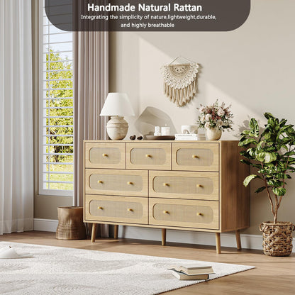 hourom 47.2“ wide rattan 7 drawer dresser with, view 9