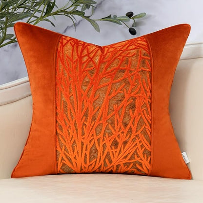 Yangest Orange Twigs Throw Pillow Cover Velvet Branches Velvet Cushion Case by Yangest