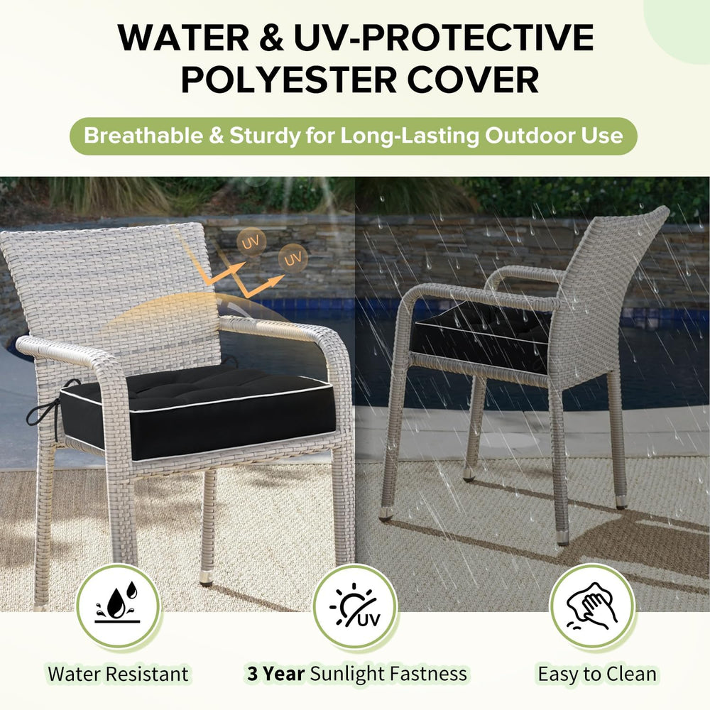 HARBOREST Outdoor Chair Cushions Set of 2, Tufted Patio Chair Cushions with T...