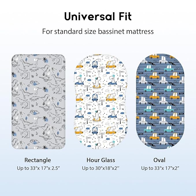 Baby Bassinet Sheets Girl Boy, Fitted Bassinet Sheet Set 3 Pack Bassinet - Image 4