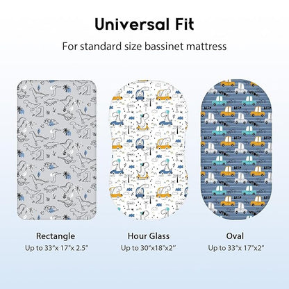 Baby Bassinet Sheets Girl Boy, Fitted Bassinet Sheet Set 3 Pack Bassinet - Image 4