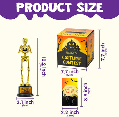 JOYIN Halloween Costume Contest Ballot Card Box, 4 PCS Trophy Awards Best Costume Skeleton, 50 PCS Voting Cards, Halloween Party Favor Supplies for Trick or Treating, Students Classroom Prize
