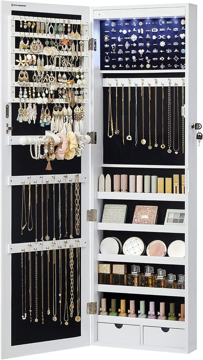 songmics 6 leds mirror jewelry cabinet, 47.2-inch tall, main product view