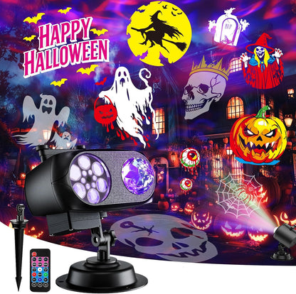 2026 Upgraded Halloween Projector, 8 Patterns (Ocean Wave & Patterns),8 Theme Waterproof Holiday Projector with Remote for Halloween,Christmas,Happy New Year