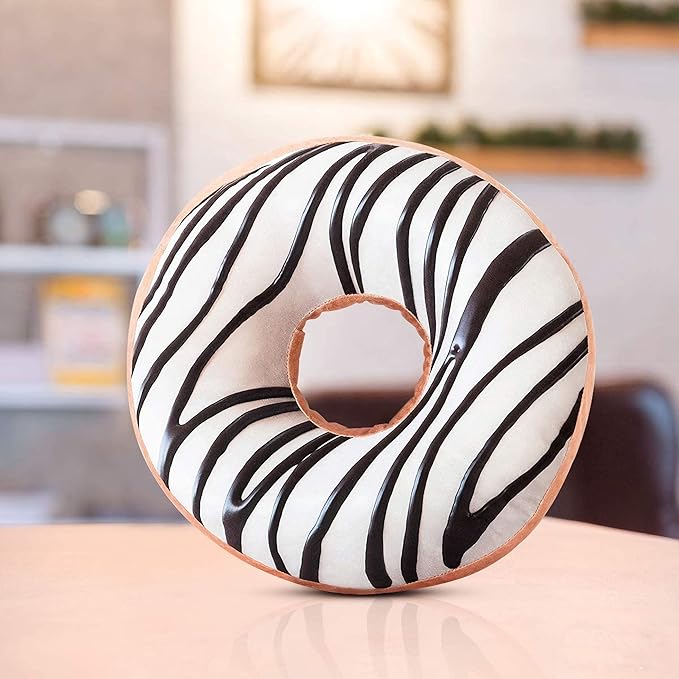 HYSEAS Round Throw Pillow 14 Inch Chocolate White Donut, 3D Digital Print - Image 5