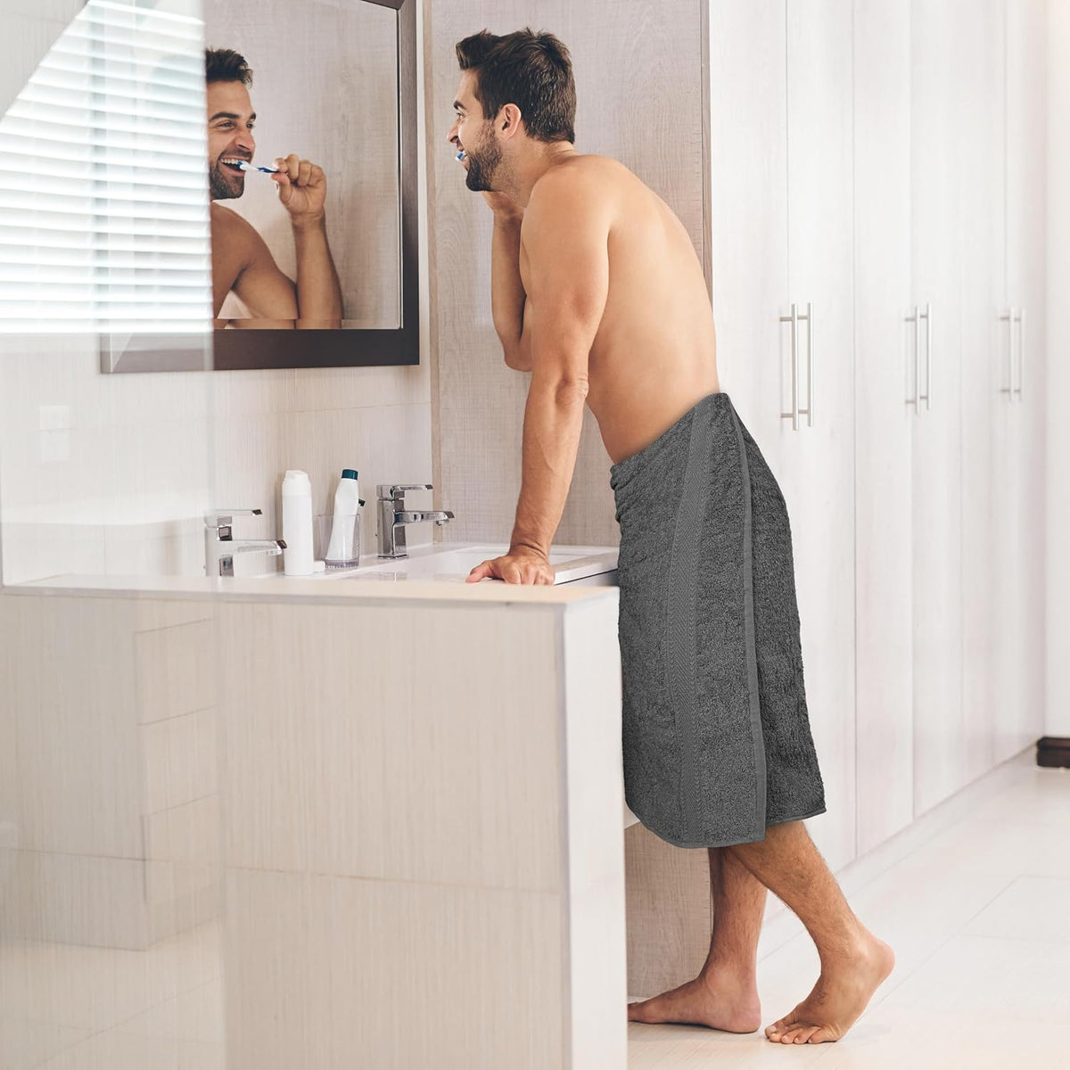 texcraft large bath towels set of 6 – on a desk or shelf