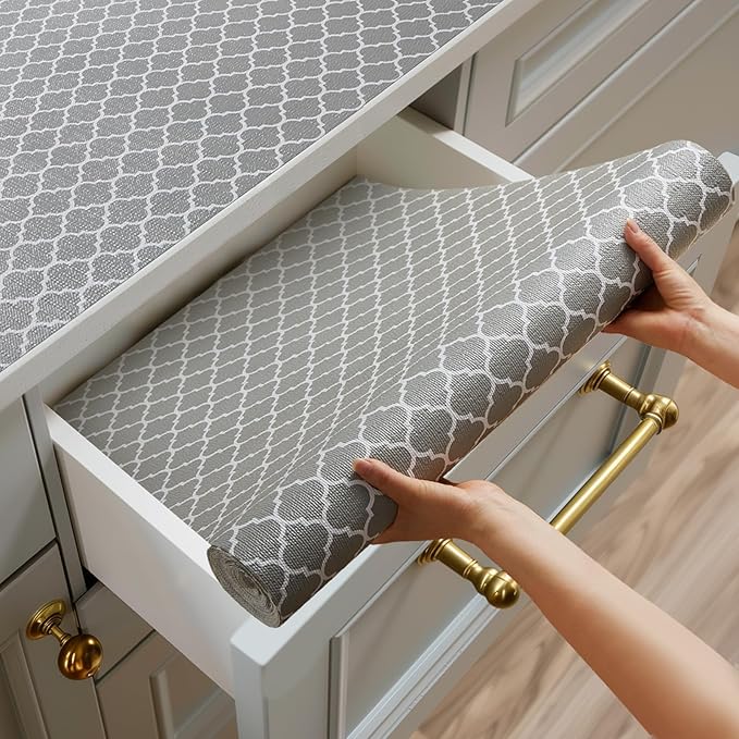 Shelf and Drawer Liner for Kitchen Cabinets Non-Adhesive, Strong Grip Non-Slip by Shinlendid