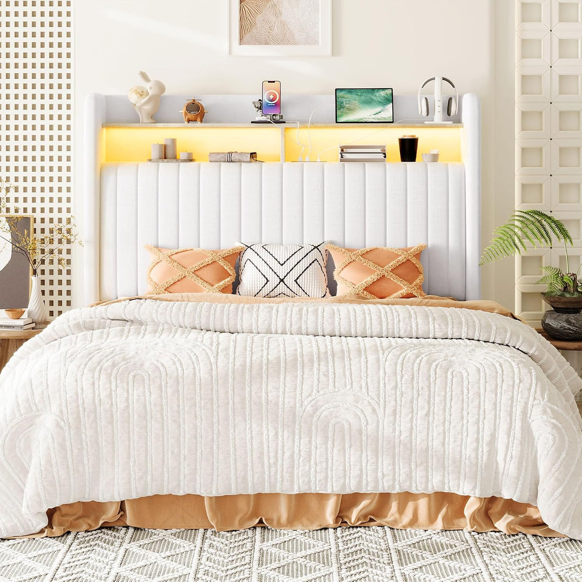 allewie full size lift up storage led bed, front angle view
