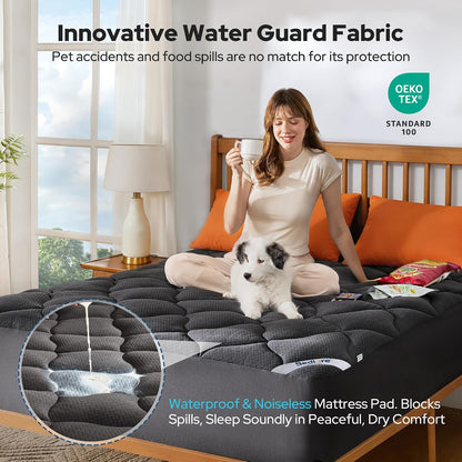 bedlore waterproof queen mattress protector, breathable mattress pad shown in use
