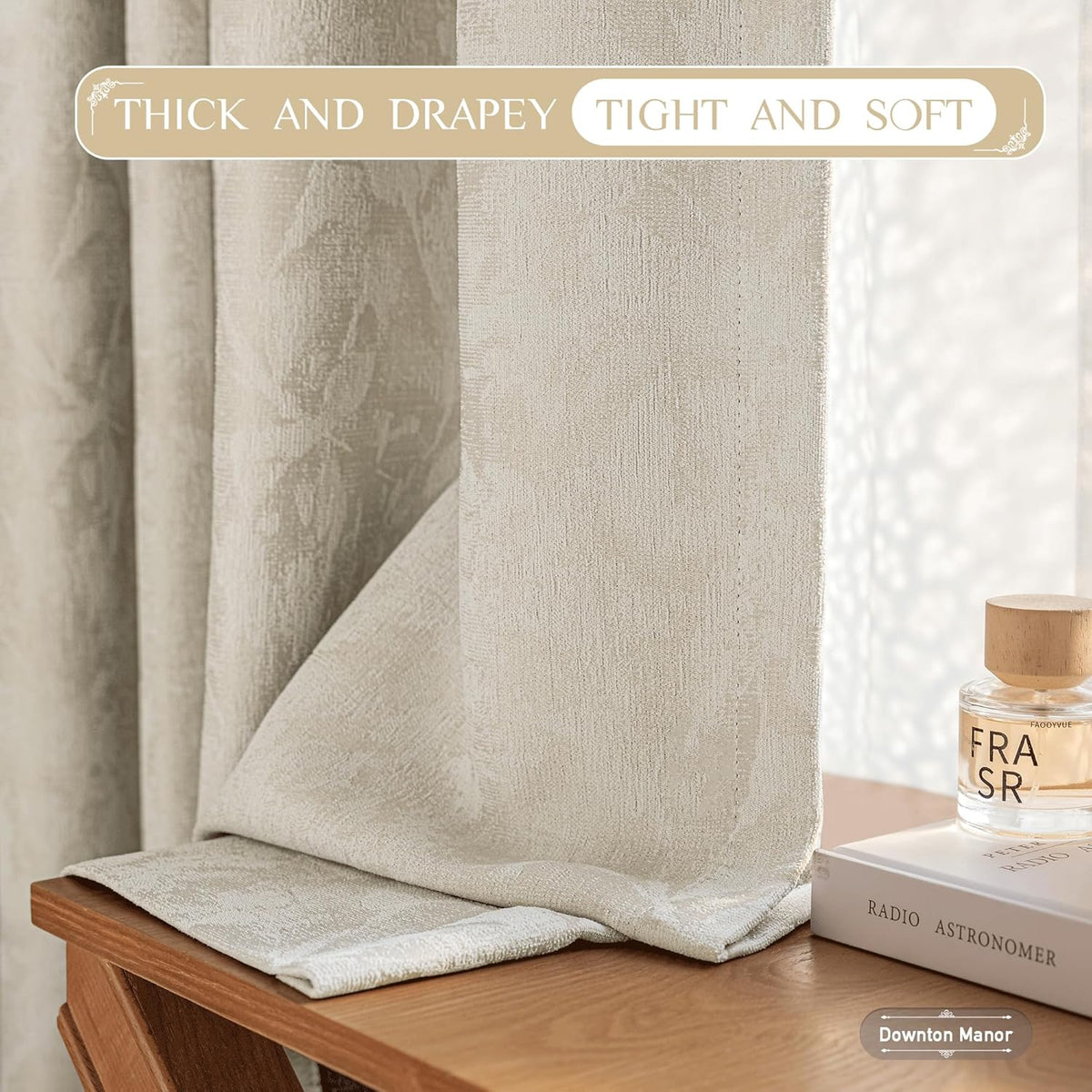 beauoop beige floral jacquard blackout curtains for bedroom showing dimensions