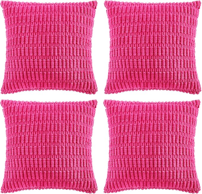 Fancy Homi 4 Packs Boho Hot Pink Decorative Throw Pillow Covers 20x20 Inch by Fancy+Homi