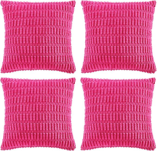 Fancy Homi 4 Packs Boho Hot Pink Decorative Throw Pillow Covers 18x18 Inch by Fancy+Homi