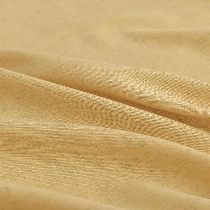 Gold Yellow Pinch Pleated Linen Curtains 108 Inch Length 2 Panels - Image 2